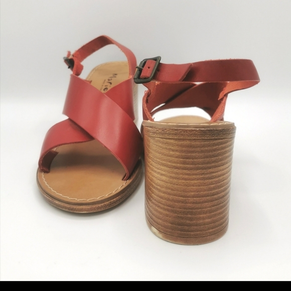 Mariella Red Block Heel Sandals Size 9 (40) - Picture 4 of 8